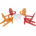 Polywood Classic 5-Piece Sunset Red / Tangerine / White Patio Set with 4 Folding Adirondack Chairs 633PWS19SRTA